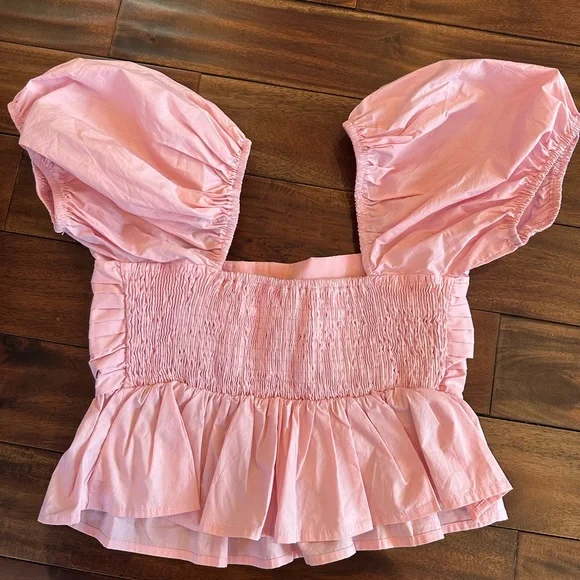 Altar'd State - Serenity Smocked Peplum Top in Light Pink - Size : XS - Picture 5 of 7